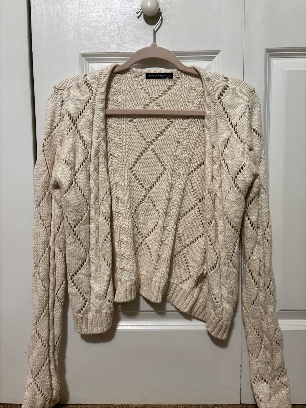 Brandy Melville Cream Cable Knit Cardigan